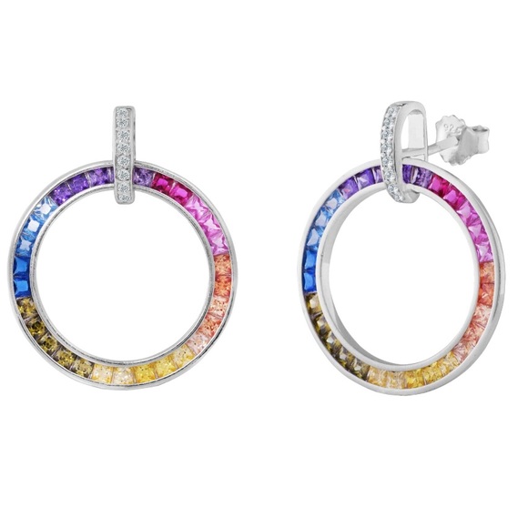 Jewelry - Sterling silver rainbow circle earrings